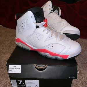 White and Infrared Air Jordan 6 Retro BG